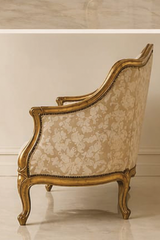 Elegant Gold Upholstered Sofa with Classic Finish