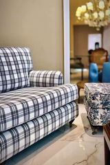 Printed Fabric Two-Seater Sofa