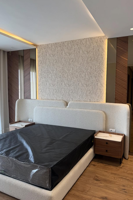 Textured Fabric Upholstered Bed Frame