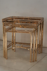 Brass Nesting Tables with Mirrored Glass