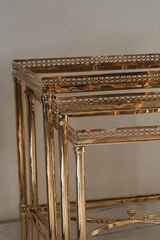 Brass Nesting Tables with Mirrored Glass