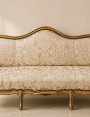 Elegant Gold Upholstered Sofa with Classic Finish