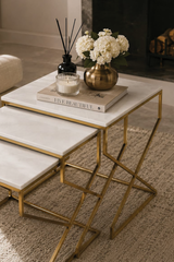 Luxury Gold Mild Steel Nesting Table Set