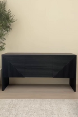 Black Linen Console Table