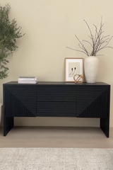 Black Linen Console Table